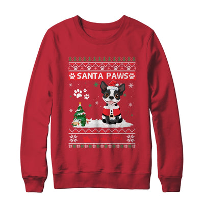 Santa Paws Boston Terrier Merry Christmas Dog Funny Xmas T-Shirt & Sweatshirt | Teecentury.com