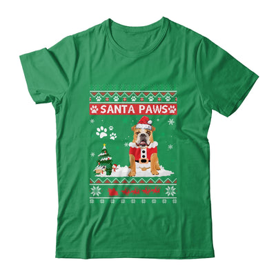 Santa Paws Bulldog Merry Christmas Dog Funny Xmas T-Shirt & Sweatshirt | Teecentury.com