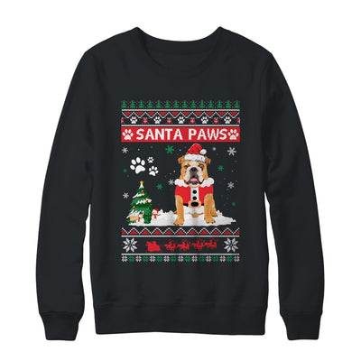 Santa Paws Bulldog Merry Christmas Dog Funny Xmas T-Shirt & Sweatshirt | Teecentury.com