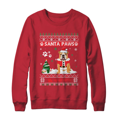 Santa Paws Bulldog Merry Christmas Dog Funny Xmas T-Shirt & Sweatshirt | Teecentury.com