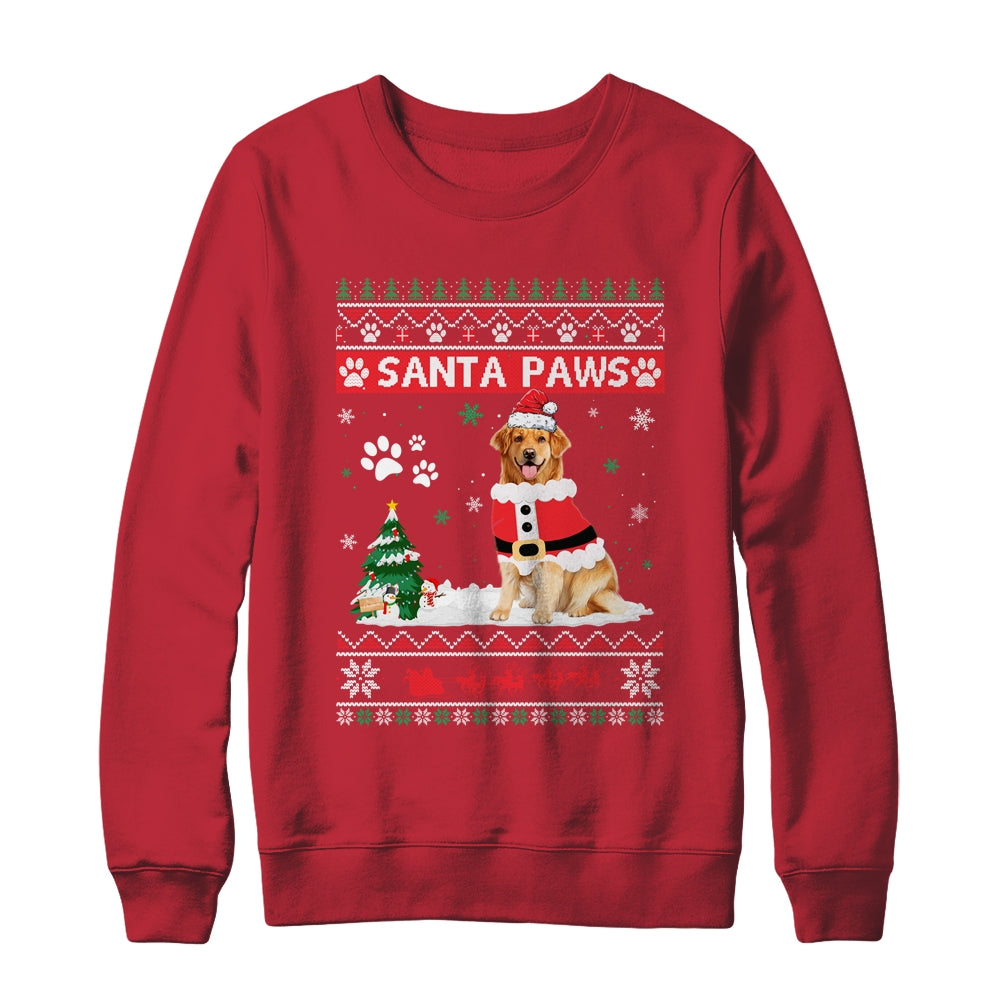 Santa Paws Golden Retriever Merry Christmas Dog Funny Xmas T-Shirt & Sweatshirt | Teecentury.com