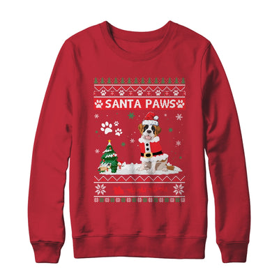 Santa Paws Saint Bernard Merry Christmas Dog Funny Xmas T-Shirt & Sweatshirt | Teecentury.com