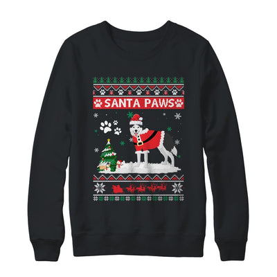 Santa Paws Siberian Husky Merry Christmas Dog Funny Xmas T-Shirt & Sweatshirt | Teecentury.com