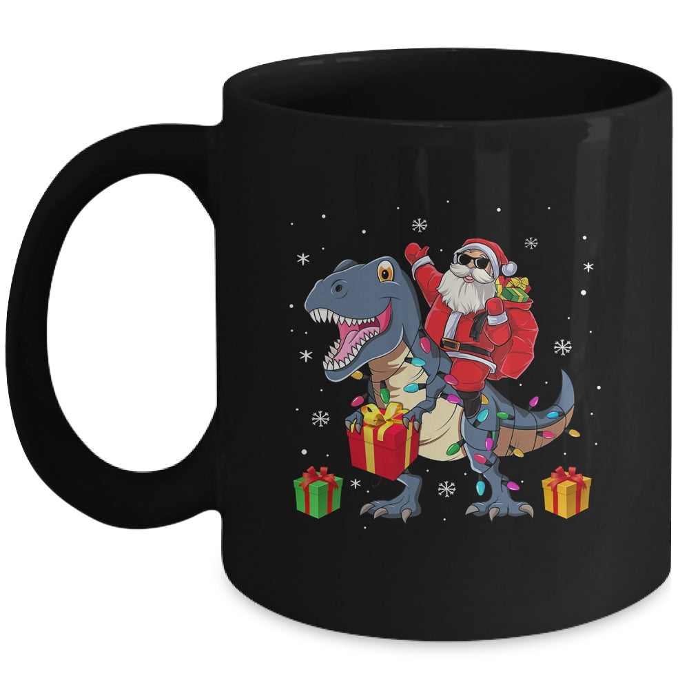 Santa Riding Dinosaur T Rex Deer Christmas For Boys Mug Coffee Mug | Teecentury.com