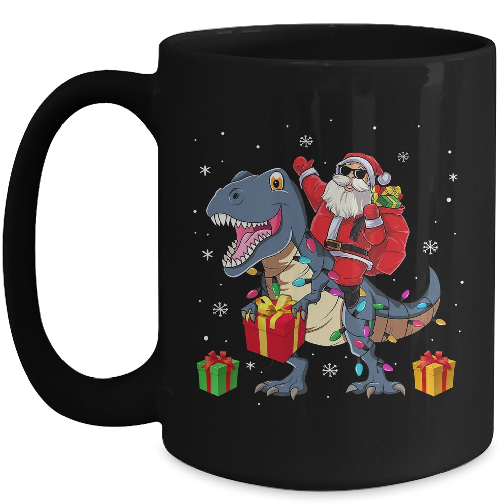 Santa Riding Dinosaur T Rex Deer Christmas For Boys Mug Coffee Mug | Teecentury.com