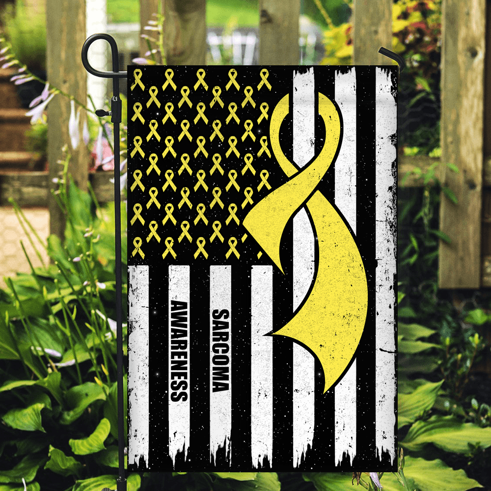 Sarcoma Awareness America Flag Yellow Ribbon Flag | Teecentury.com