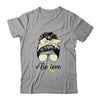 Sarcoma Awareness Messy Bun Warrior Believe Yellow Ribbon T-Shirt & Tank Top | Teecentury.com