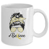 Sarcoma Awareness Messy Bun Warrior Believe Yellow Ribbon Mug Coffee Mug | Teecentury.com