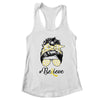 Sarcoma Awareness Messy Bun Warrior Believe Yellow Ribbon T-Shirt & Tank Top | Teecentury.com