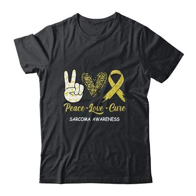 Sarcoma Awareness Peace Love Cure Leopard T-Shirt & Hoodie | Teecentury.com