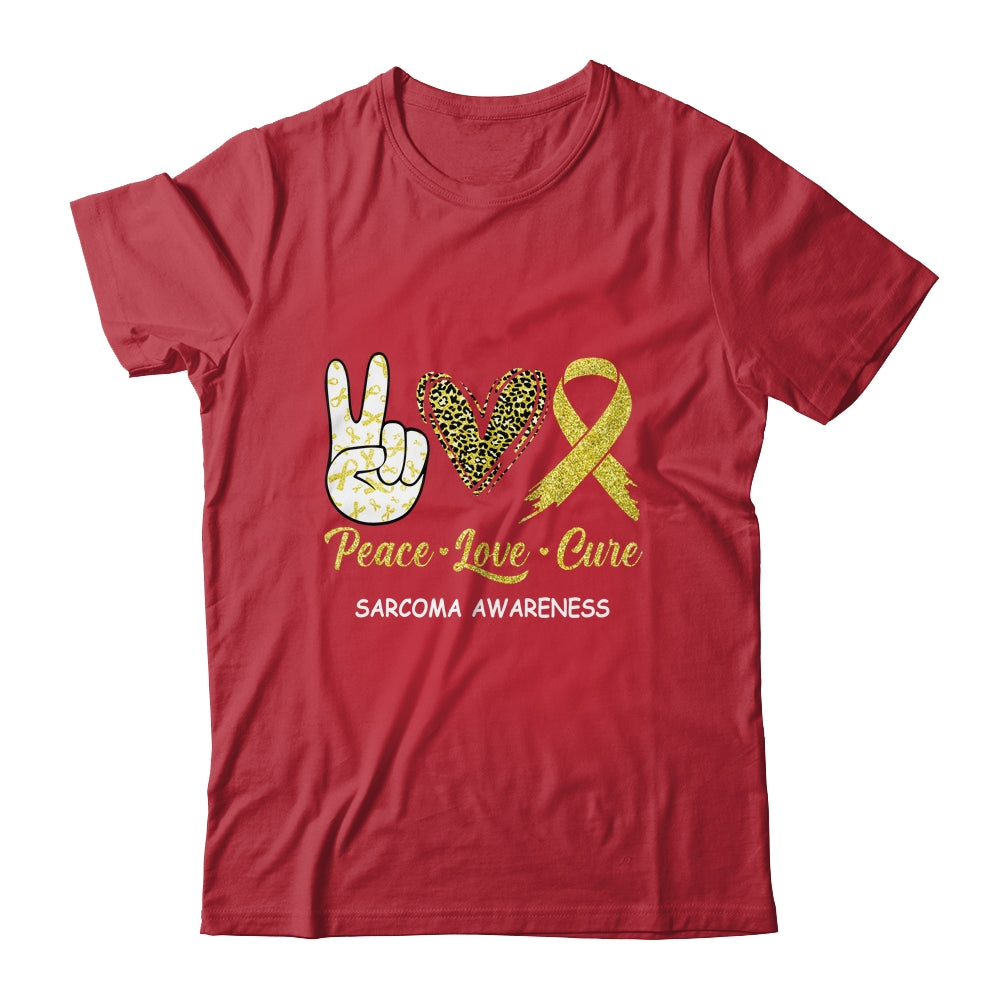 Sarcoma Awareness Peace Love Cure Leopard T-Shirt & Hoodie | Teecentury.com
