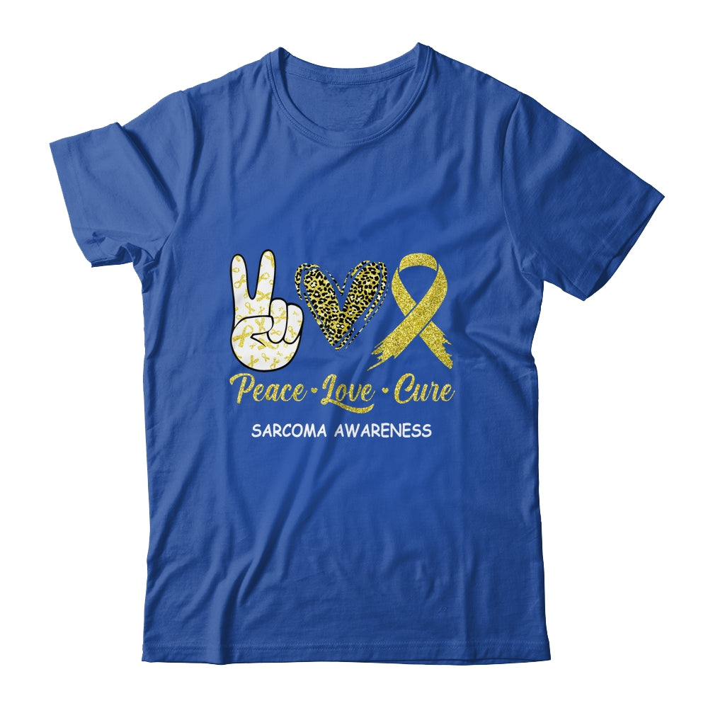Sarcoma Awareness Peace Love Cure Leopard T-Shirt & Hoodie | Teecentury.com