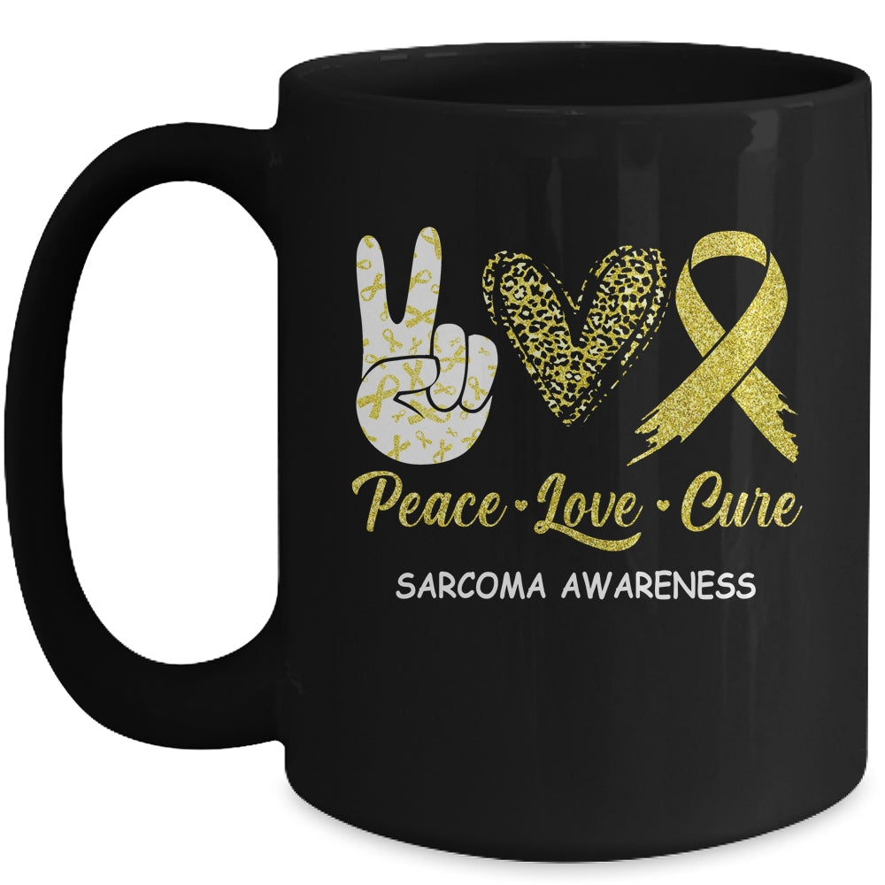 Sarcoma Awareness Peace Love Cure Leopard Mug Coffee Mug | Teecentury.com