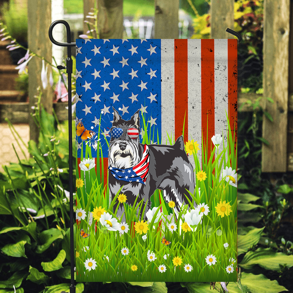 Schnauzer American USA Flag 4th of July Dog Lover On Independence Day | teecentury
