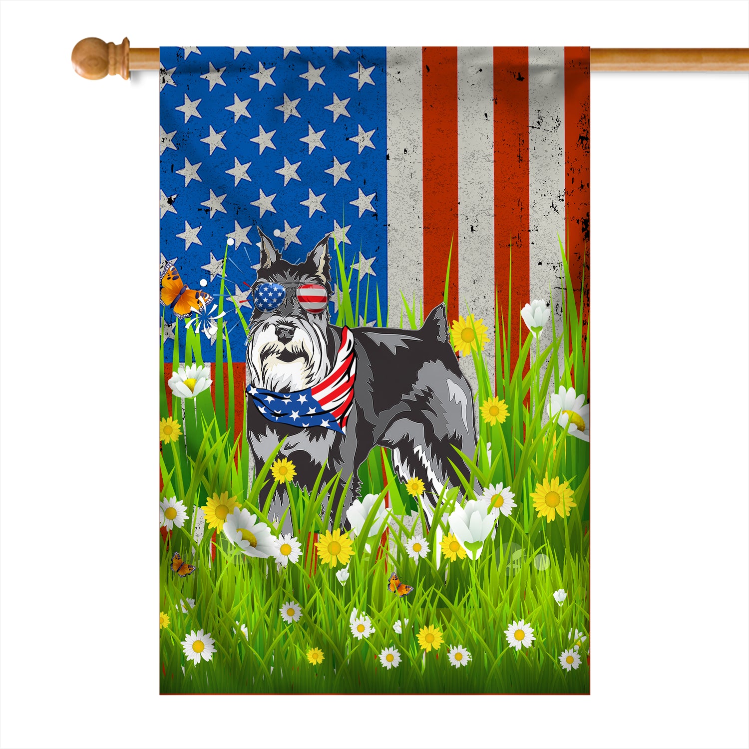 Schnauzer American USA Flag 4th of July Dog Lover On Independence Day | teecentury