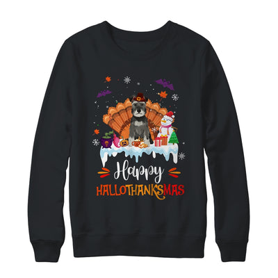 Schnauzer HalloThanksMas Halloween Thanksgiving Christmas Shirt & Sweatshirt | teecentury