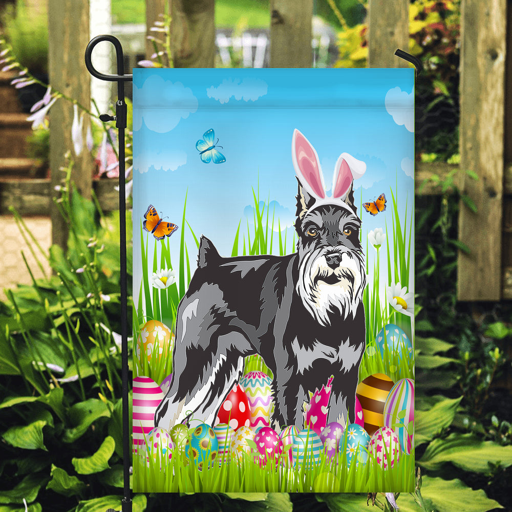 Schnauzer Happy Easter Day Holiday Flag Funny Dog Dog Wear Bunny Ears Headband Cute for Home Decor | teecentury