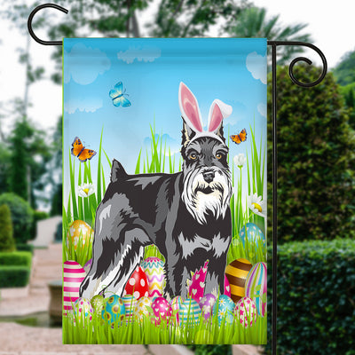 Schnauzer Happy Easter Day Holiday Flag Funny Dog Dog Wear Bunny Ears Headband Cute for Home Decor | teecentury