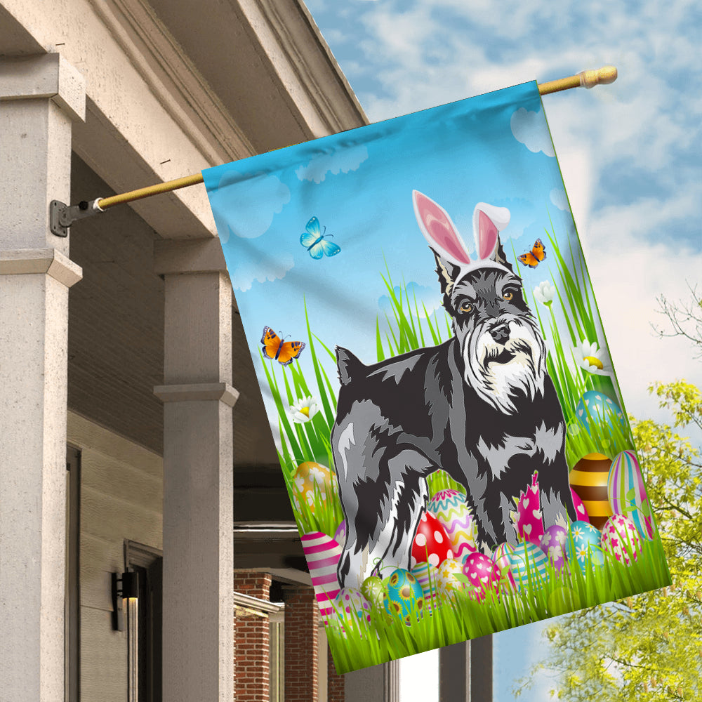 Schnauzer Happy Easter Day Holiday Flag Funny Dog Dog Wear Bunny Ears Headband Cute for Home Decor | teecentury