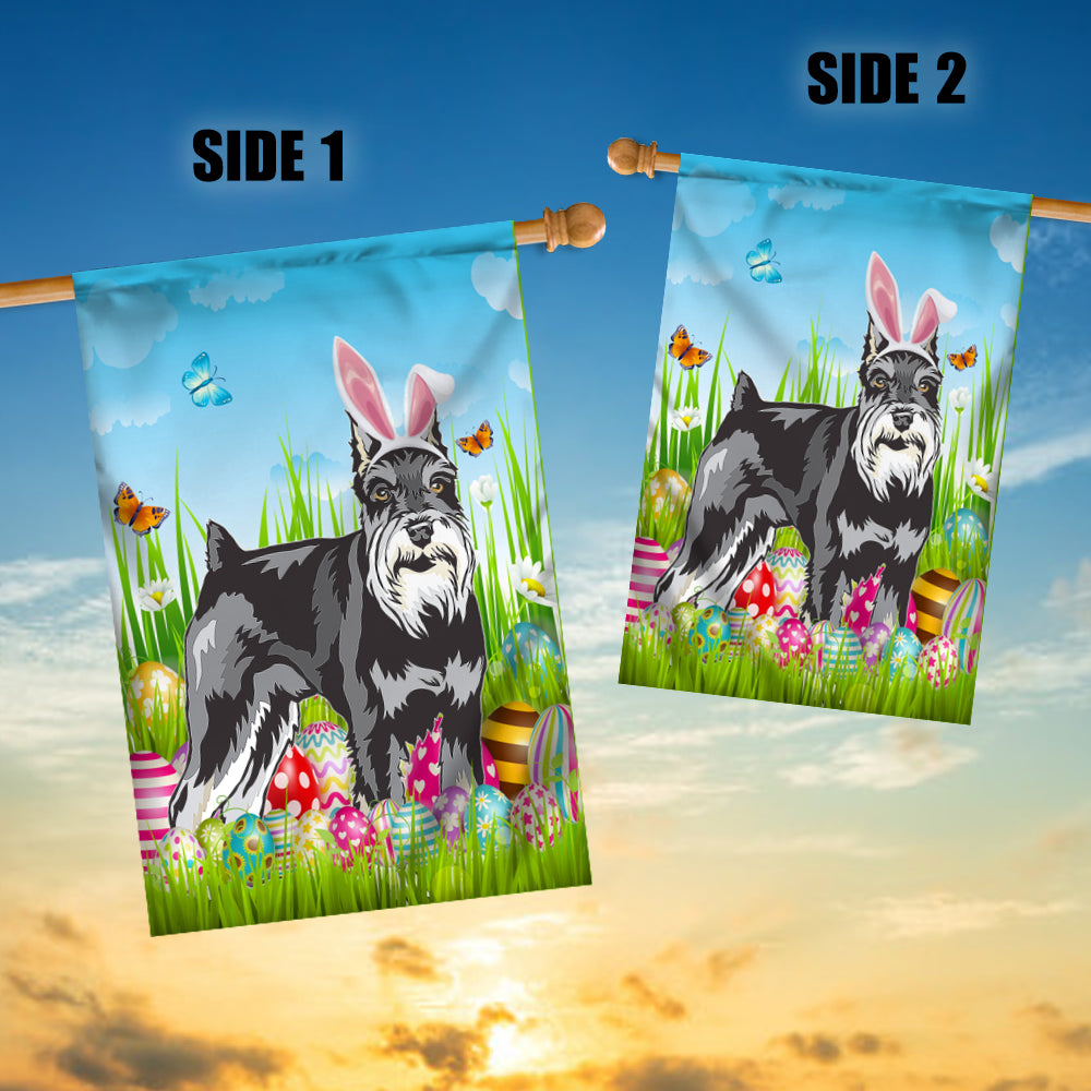 Schnauzer Happy Easter Day Holiday Flag Funny Dog Dog Wear Bunny Ears Headband Cute for Home Decor | teecentury