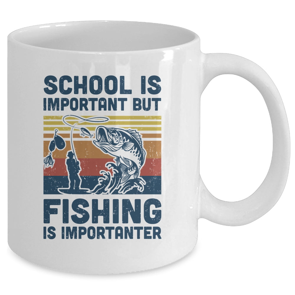 School Is Important But Fishing Is Importanter Fish Vintage Mug Coffee Mug | Teecentury.com