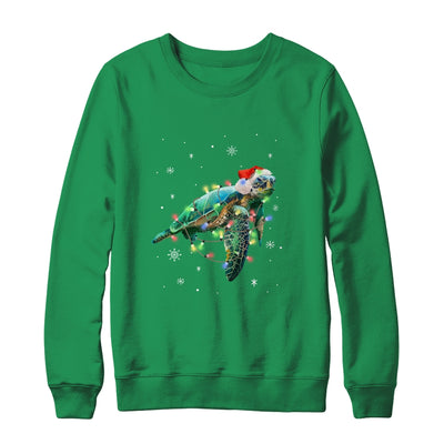 Sea Turtle Lights Funny Santa Hat Merry Christmas T-Shirt & Sweatshirt | Teecentury.com