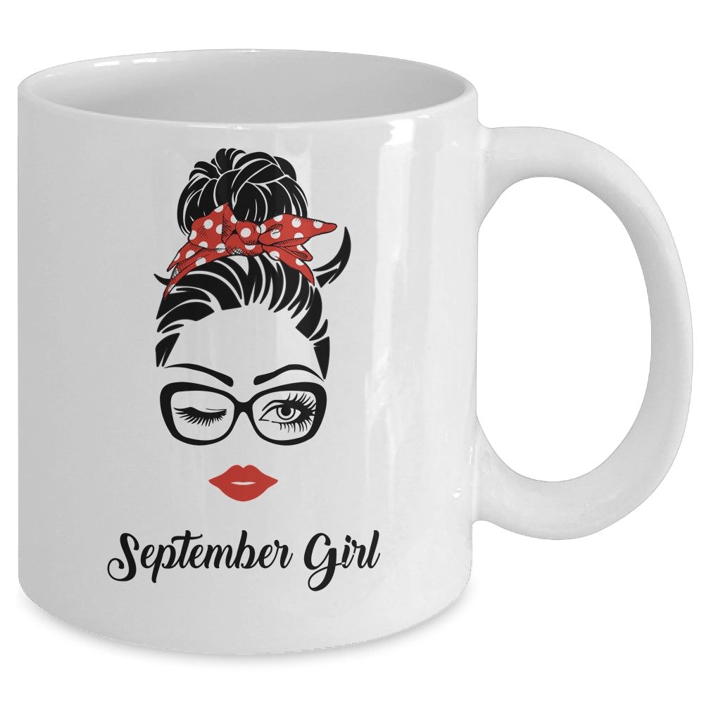 September Girl Woman Face Wink Eyes Lady Face Birthday Gift Mug Coffee Mug | Teecentury.com