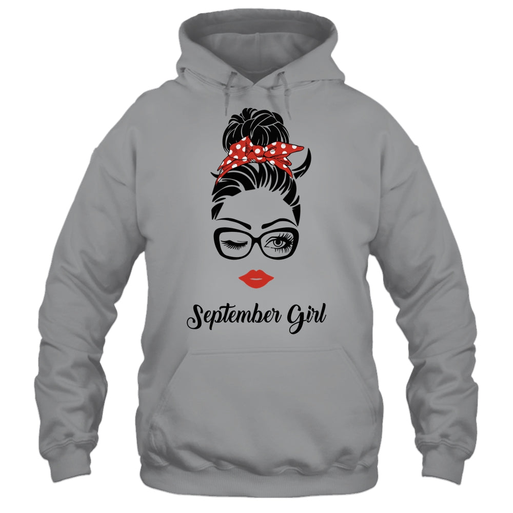 September Girl Woman Face Wink Eyes Lady Face Birthday Gift T-Shirt & Tank Top | Teecentury.com