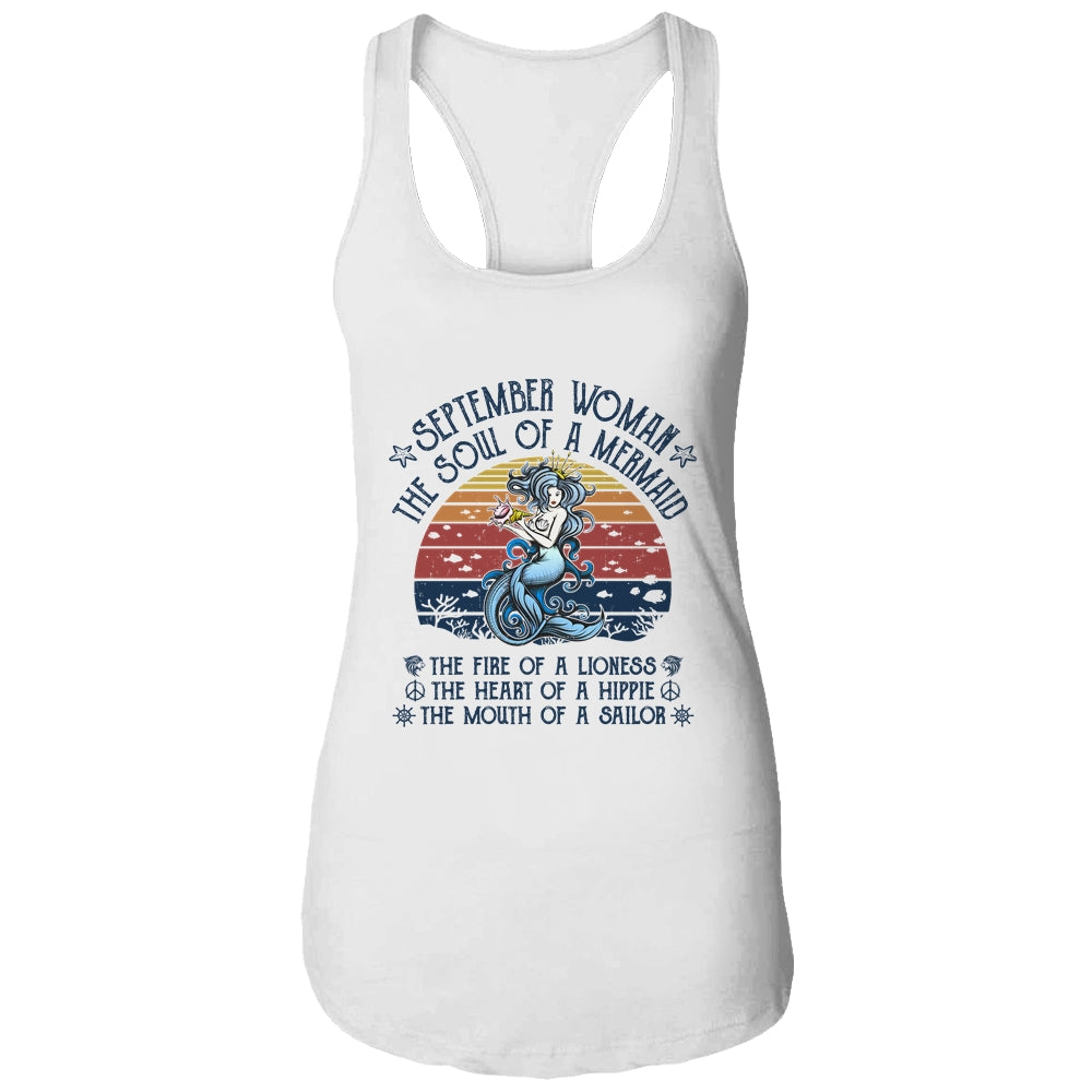 September Woman The Soul Of A Mermaid Vintage Birthday Gift T-Shirt & Tank Top | Teecentury.com