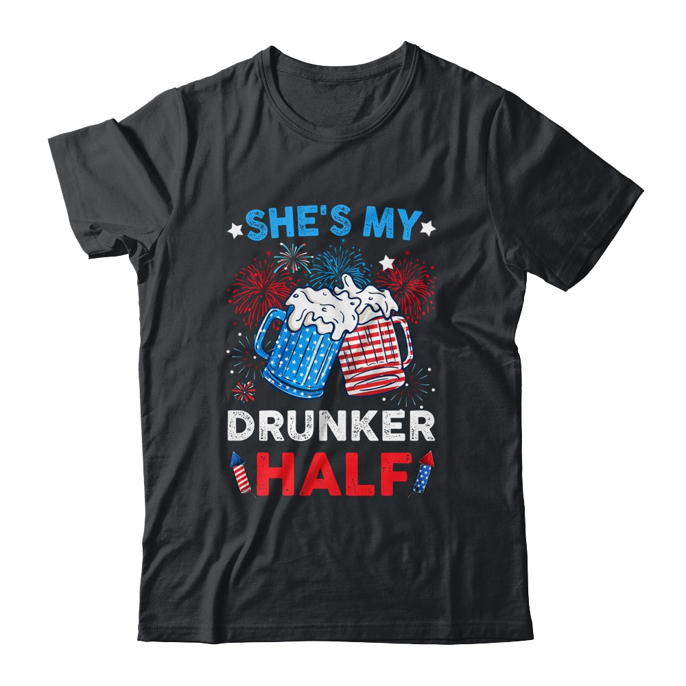She's My Drunker Half Funny Beer Couple Matching 4th Of July Shirt & Hoodie | teecentury