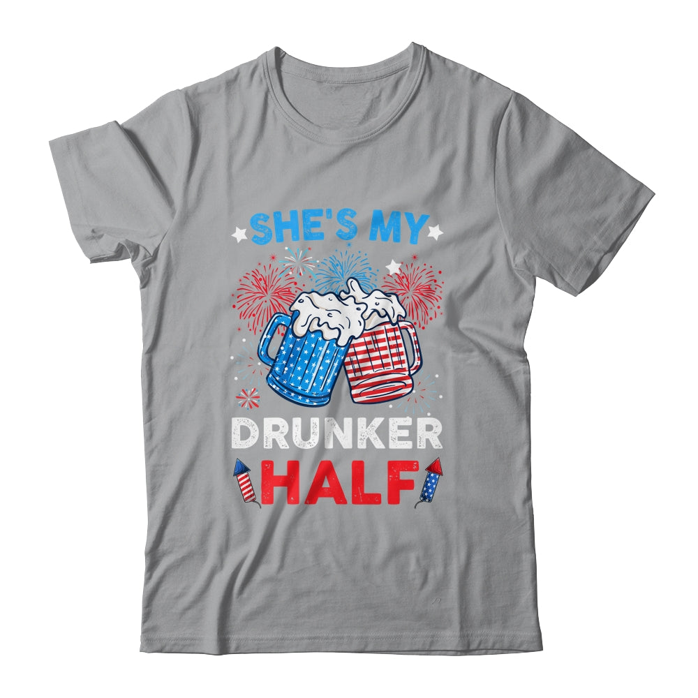 She's My Drunker Half Funny Beer Couple Matching 4th Of July Shirt & Hoodie | teecentury