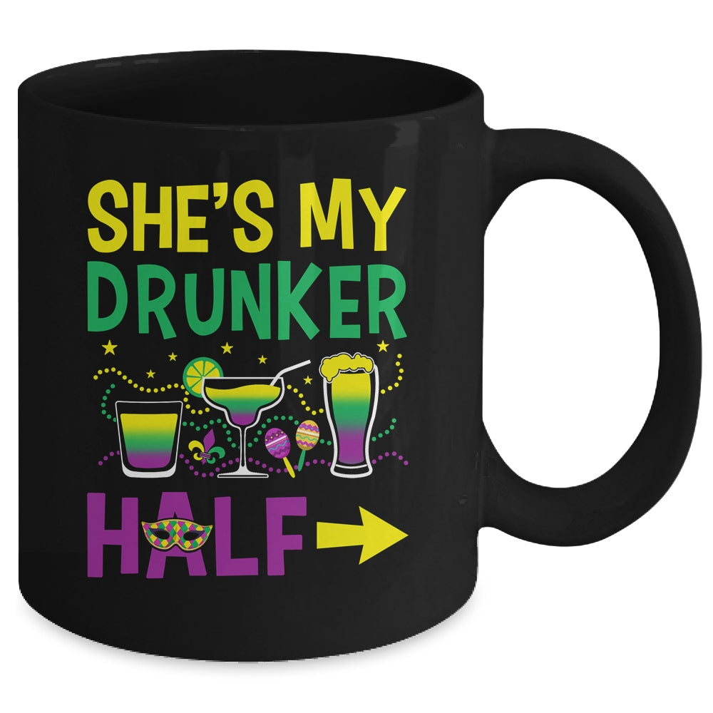 She's My Drunker Half Matching Couple Boyfriend Mardi Gras Mug | teecentury