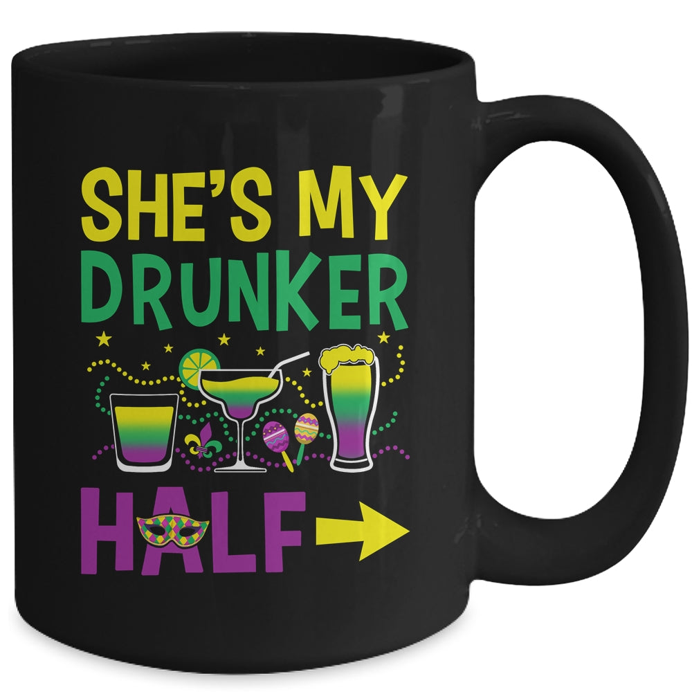 She's My Drunker Half Matching Couple Boyfriend Mardi Gras Mug | teecentury