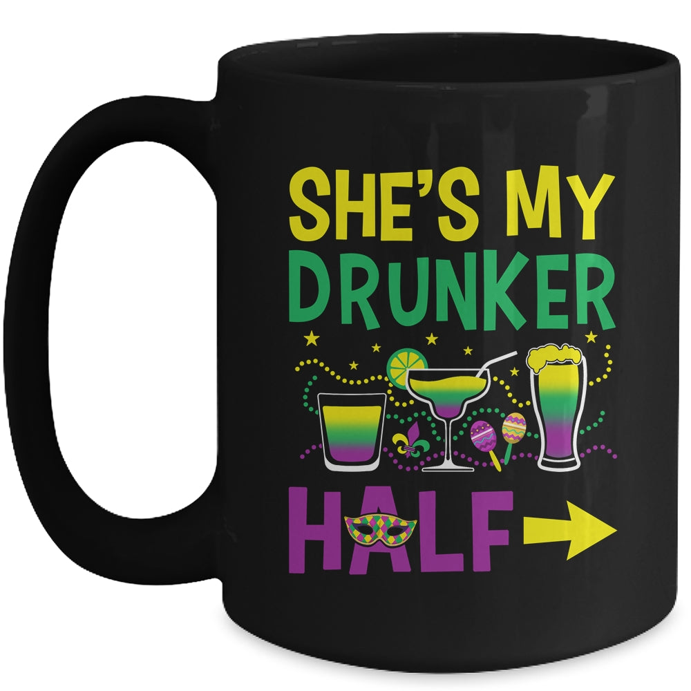 She's My Drunker Half Matching Couple Boyfriend Mardi Gras Mug | teecentury