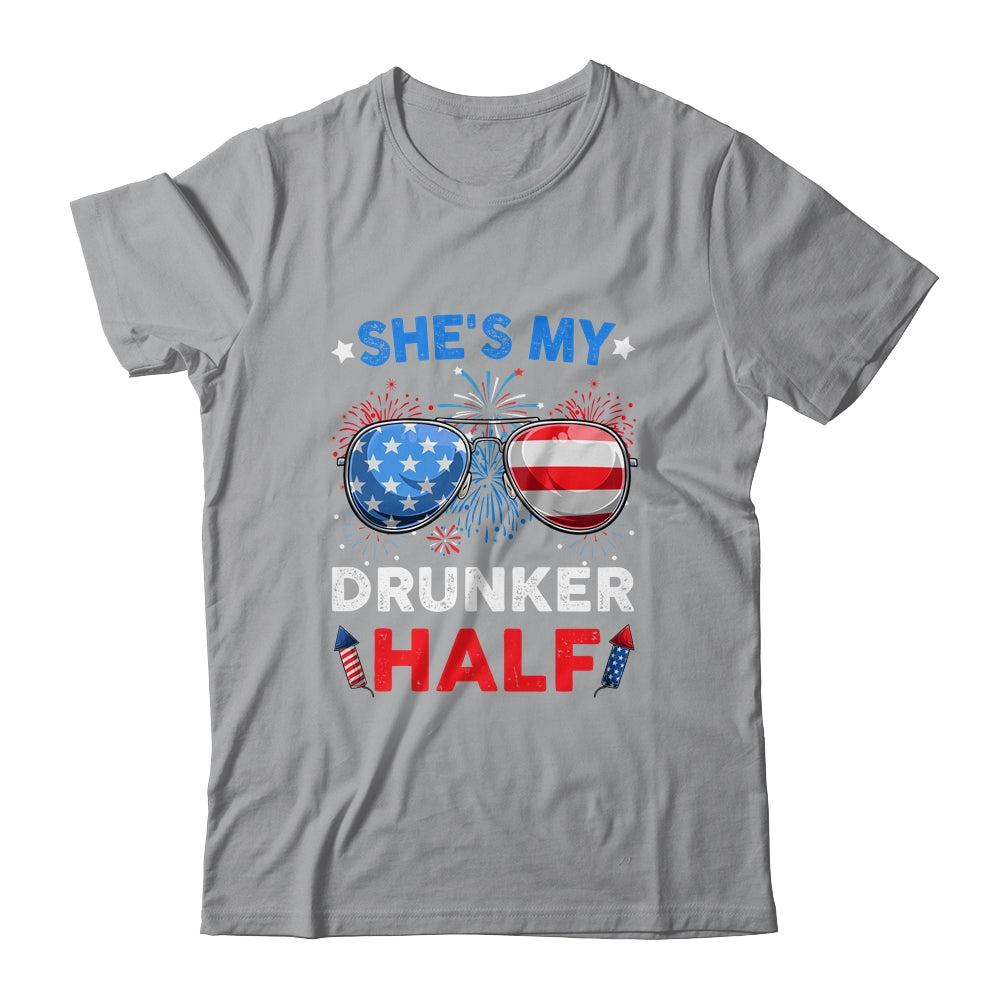 She's my Drunker Half 4th July Matching Couples Drinking Shirt & Hoodie | teecentury