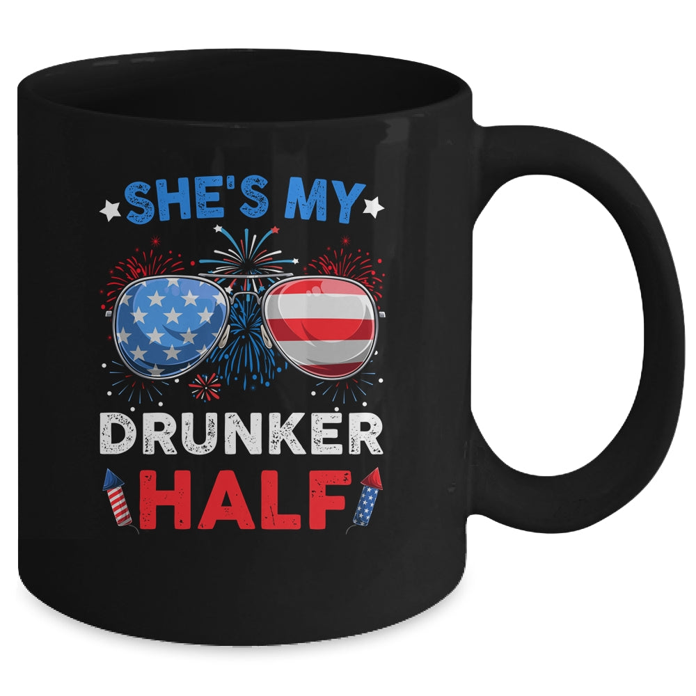 She's my Drunker Half 4th July Matching Couples Drinking Mug | teecentury