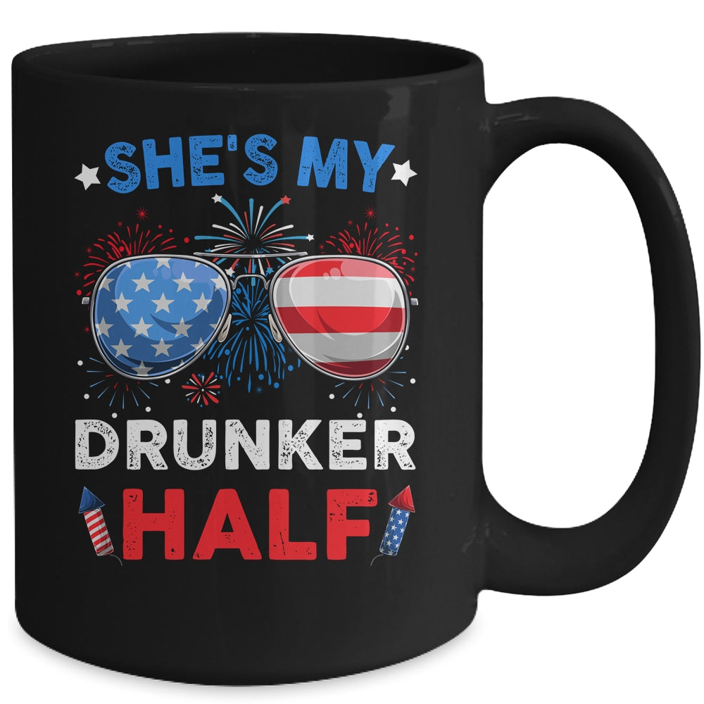 She's my Drunker Half 4th July Matching Couples Drinking Mug | teecentury