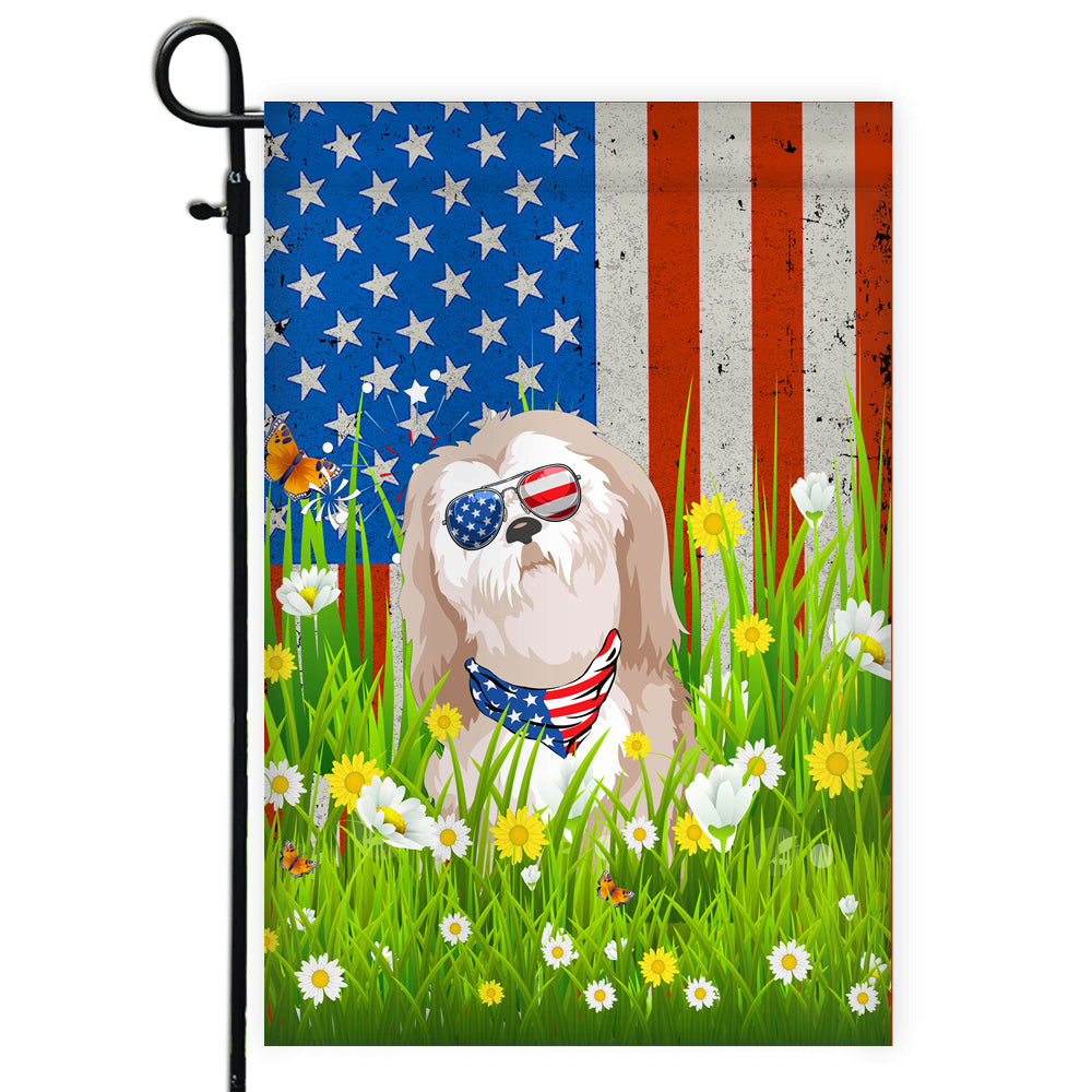 Shih Tzu American USA Flag 4th of July Dog Lover On Independence Day | teecentury