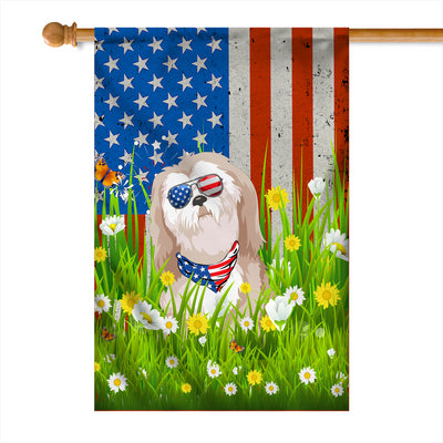 Shih Tzu American USA Flag 4th of July Dog Lover On Independence Day | teecentury
