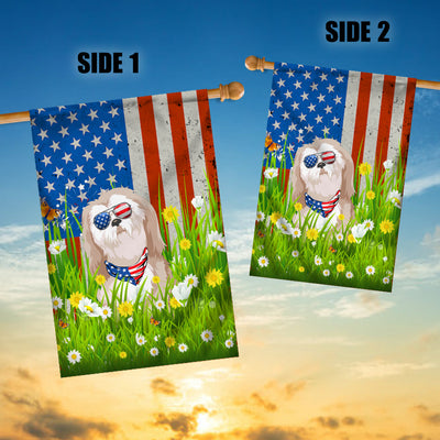 Shih Tzu American USA Flag 4th of July Dog Lover On Independence Day | teecentury