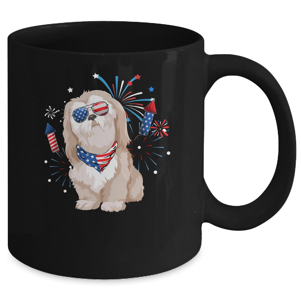 Shih Tzu Dog American USA Flag 4th of July Men women Lover Mug | teecentury