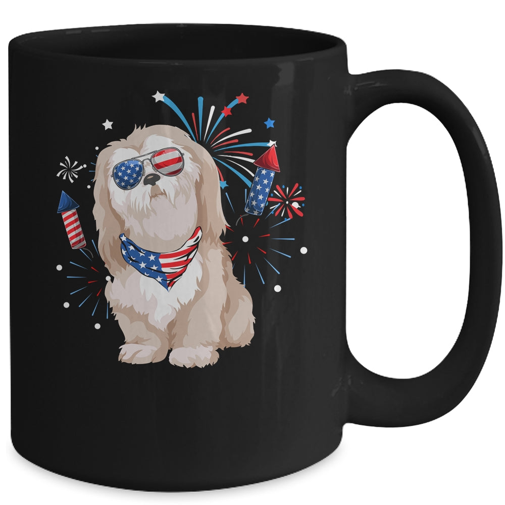 Shih Tzu Dog American USA Flag 4th of July Men women Lover Mug | teecentury