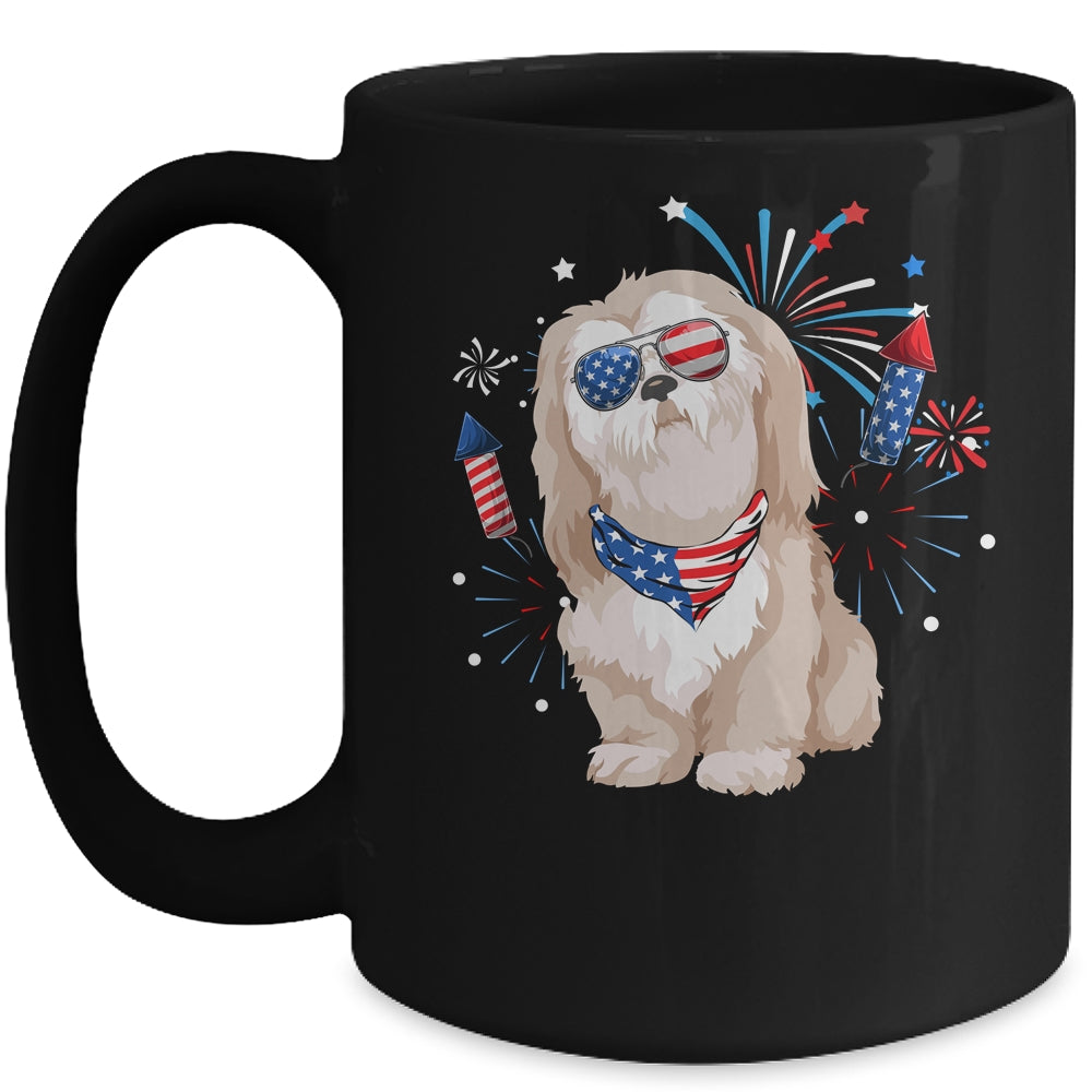 Shih Tzu Dog American USA Flag 4th of July Men women Lover Mug | teecentury