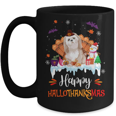 Shih Tzu HalloThanksMas Halloween Thanksgiving Christmas Mug | teecentury