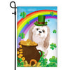 Shih Tzu St Patrick's Day Dog Flag Funny Peeking Dog Wear Green Hat Golden Pot Coin Shamrock Rainbow Spring Banner for Home Decor | teecentury