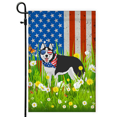 Siberian Husky American USA Flag 4th of July Dog Lover On Independence Day | teecentury