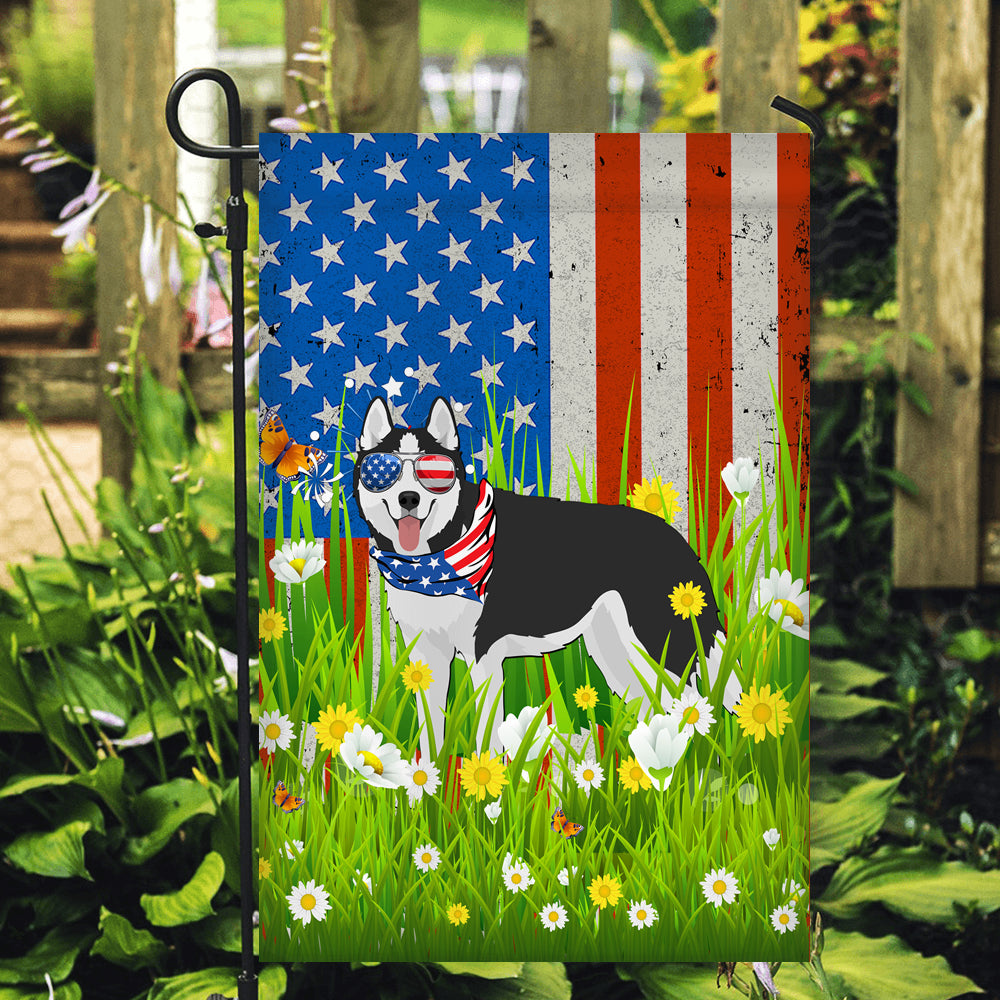Siberian Husky American USA Flag 4th of July Dog Lover On Independence Day | teecentury