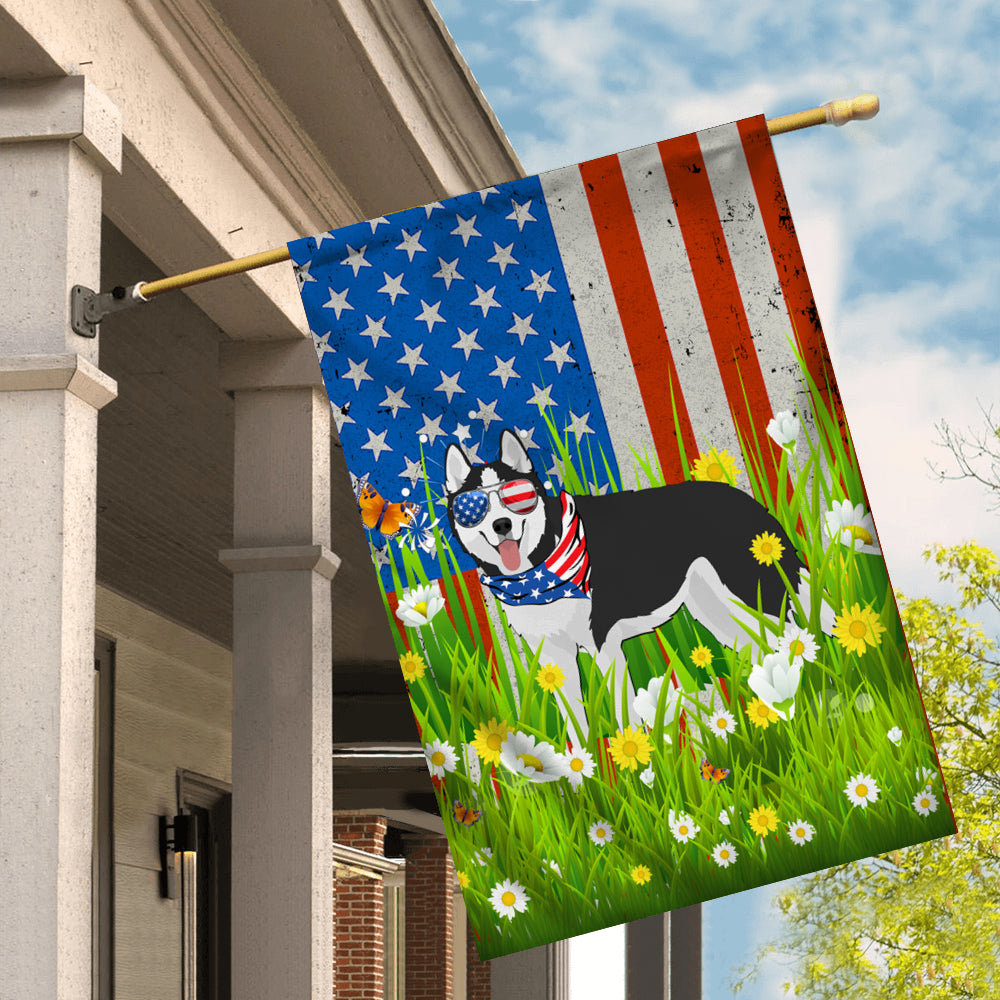 Siberian Husky American USA Flag 4th of July Dog Lover On Independence Day | teecentury