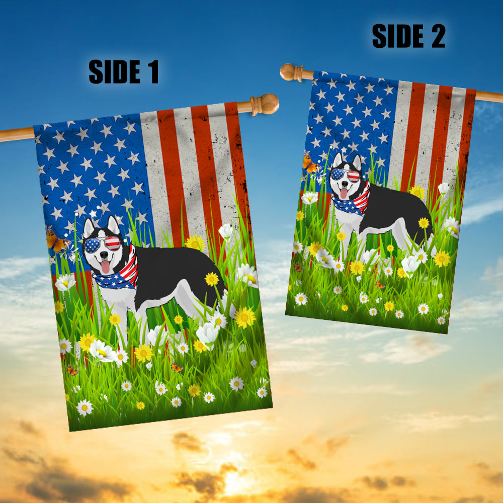 Siberian Husky American USA Flag 4th of July Dog Lover On Independence Day | teecentury