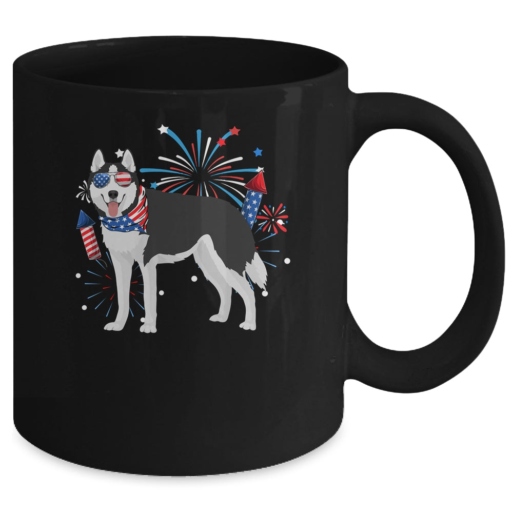 Siberian Husky Dog American USA Flag 4th of July women Lover Mug | teecentury